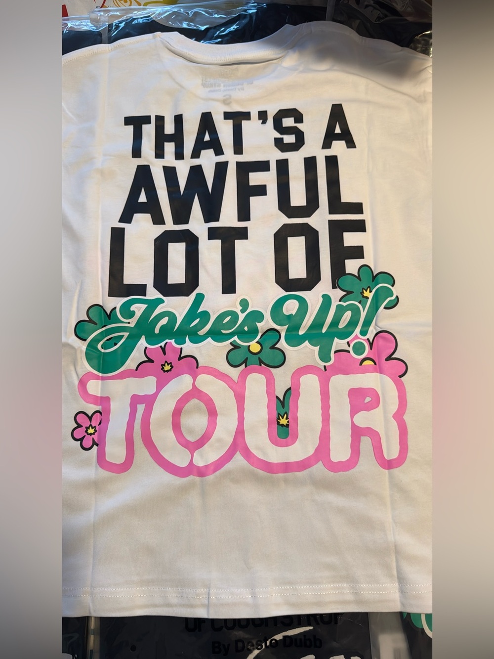 Cotton On White Short-Sleeve Tee with Black, Pink & Green Graphic